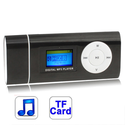 TF (Micro SD) Card Slot MP3 Player with LCD Screen, Speaker, Clip (Black)